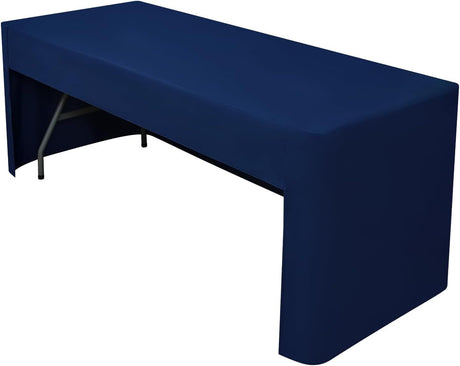 120*40*75cm Rectangle Fitted Open Back Tablecloth for Folding Table Washable Polyester Table Cover for Trade Show Wedding Party Picnic Outdoor Events dark blue