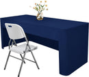 120*40*75cm Rectangle Fitted Open Back Tablecloth for Folding Table Washable Polyester Table Cover for Trade Show Wedding Party Picnic Outdoor Events dark blue
