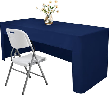 120*40*75cm Rectangle Fitted Open Back Tablecloth for Folding Table Washable Polyester Table Cover for Trade Show Wedding Party Picnic Outdoor Events dark blue
