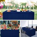 120*40*75cm Rectangle Fitted Open Back Tablecloth for Folding Table Washable Polyester Table Cover for Trade Show Wedding Party Picnic Outdoor Events dark blue
