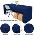 120*40*75cm Rectangle Fitted Open Back Tablecloth for Folding Table Washable Polyester Table Cover for Trade Show Wedding Party Picnic Outdoor Events dark blue