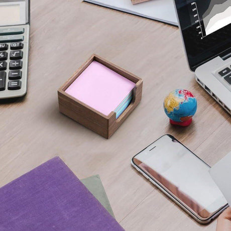 Acacia Wood Sticky Note Holder, Post It Note Dispenser for Office Desk Accessories, Self Stick Note Pad Holder, Memo Pad Holder Dispenser Organizer for School Office Desk Supplies
