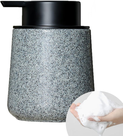 Liquid Soap Dispenser with Easy-to-Press Pump, 250ML  Refillable Hand Soap Dispenser with Extended Spout for Bathroom Kitchen Dish Lotion, Modern Stone Texture (Marble pattern - dark gray)