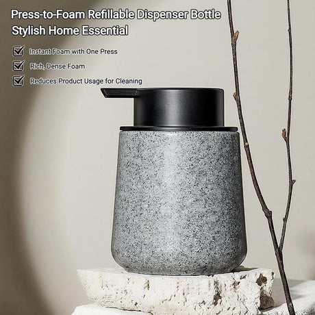 Liquid Soap Dispenser with Easy-to-Press Pump, 250ML  Refillable Hand Soap Dispenser with Extended Spout for Bathroom Kitchen Dish Lotion, Modern Stone Texture (Marble pattern - dark gray)
