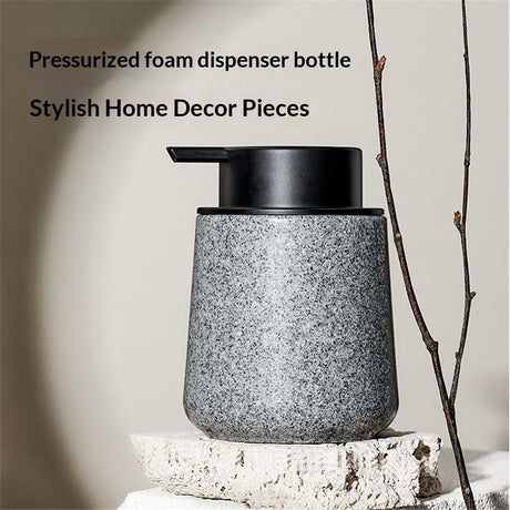 Liquid Soap Dispenser with Easy-to-Press Pump, 250ML  Refillable Hand Soap Dispenser with Extended Spout for Bathroom Kitchen Dish Lotion, Modern Stone Texture (Marble pattern - dark gray)
