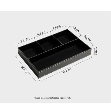Desktop Glove Box, Nightstand or Dresser Organizer, Entry Table Organizer, Dresser Storage Box, Leather Drawer Storage Decorative Trays. (Black)