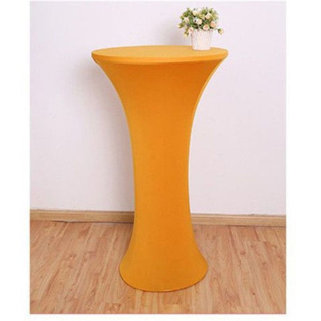Cocktail fabric Round Tablecloth, 2 Pack Highboy Fitted Stretch Cocktail Table Covers High Top Table Cloth for Banquet Wedding Bar Party -Orange