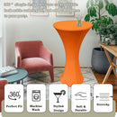 Cocktail fabric Round Tablecloth, 2 Pack Highboy Fitted Stretch Cocktail Table Covers High Top Table Cloth for Banquet Wedding Bar Party -Orange