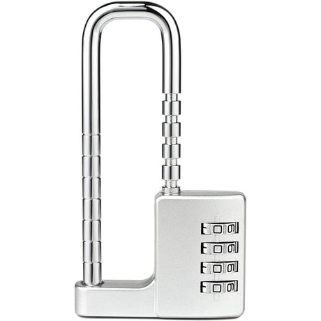 Gym Locker Lock Code Long Adjustable Shackle Lock for, School, Gym, Fences,Child Proof Sliding Code Locks Baby Safety U Shaped for Knob Handle Drawers Closet (Silver)