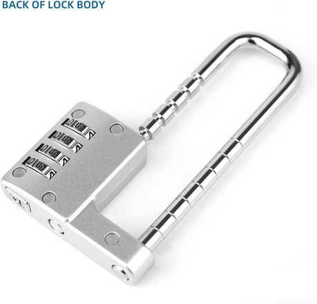 Gym Locker Lock Code Long Adjustable Shackle Lock for, School, Gym, Fences,Child Proof Sliding Code Locks Baby Safety U Shaped for Knob Handle Drawers Closet (Silver)