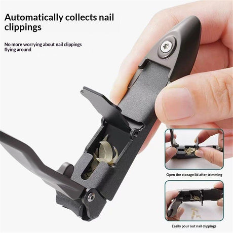Heavy Duty Sharp Self-Collecting Nail Cutter, Ergonomic Lever for Fingernails & Toenails, Ideal Gift for Men & Grooming Gifts（black）