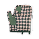 Green Checkered Oven Mitts Heat Resistant, Vintage Retro Checkerboard Cute Oven Mitts, Non-Slip Silicone Kitchen Oven Gloves 1 Pair