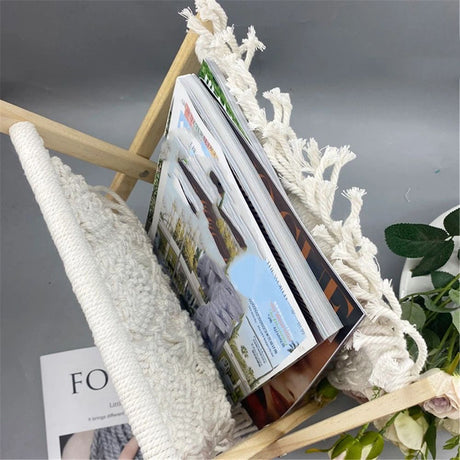 Magazine Rack Boho Storage Holder Standing Basket for Books, Newspapers, Swaddle Blanket, Dorm Essentials, Living Room, Bathroom, Office, Nursery, Home Decor（31*20*27）