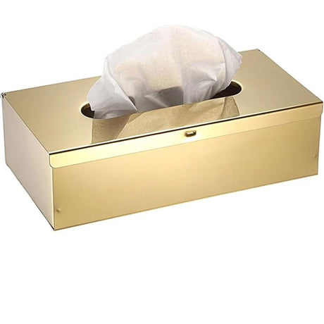 Rectangular Tissue Box Cover - Napkin Holder, Facial Tissue Storage Box - Decorative Holder for Bathroom, Bedroom, Nightstand, Office - Stainless Steel, golden