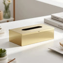 Rectangular Tissue Box Cover - Napkin Holder, Facial Tissue Storage Box - Decorative Holder for Bathroom, Bedroom, Nightstand, Office - Stainless Steel, golden