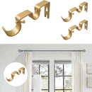 3PCS Gold Curtain Rod Bracket, Heavy Duty Double Curtain Rod Hanging Brackets Wall Mount, Drapery Rod Bracket, Adjustable Curtain Rod Holders for Window, Home Curtain Rods (Golden)