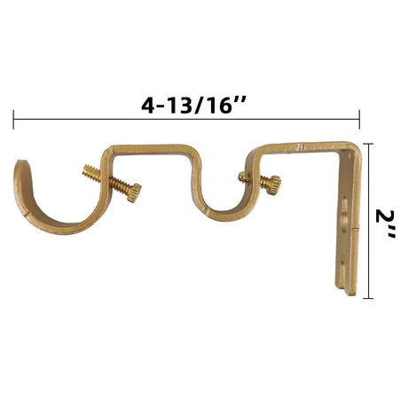 3PCS Gold Curtain Rod Bracket, Heavy Duty Double Curtain Rod Hanging Brackets Wall Mount, Drapery Rod Bracket, Adjustable Curtain Rod Holders for Window, Home Curtain Rods (Golden)