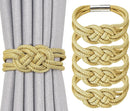 4-piece set of powerful magnetic curtain straps upgraded The curtain straps are woven with knots to decorate the curtain buckle, suitable for home and office curtains (gold)