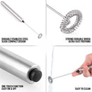 Milk Frother Handheld Electric Milk Foamer Portable Mini Mixer Machine Stainless Steel Touch Handheld Espresso Mixer Battery Operated Frother Coffee Stirrer Maker for Hot Chocolate Coffee