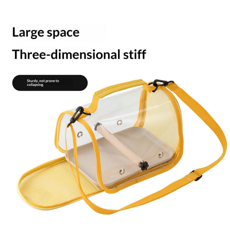 Bird Carrier,Bird Cage Parakeet Parrot Budgie Carrier Backpack for Small Birds, Travel Bird Cages with Perch, Transparent Ventilation Cockatiels, Lightweight Pet Carrier for Outdoor Use(Yellow)