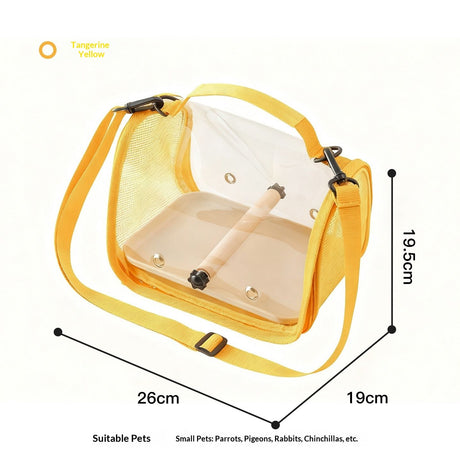 Bird Carrier,Bird Cage Parakeet Parrot Budgie Carrier Backpack for Small Birds, Travel Bird Cages with Perch, Transparent Ventilation Cockatiels, Lightweight Pet Carrier for Outdoor Use(Yellow)