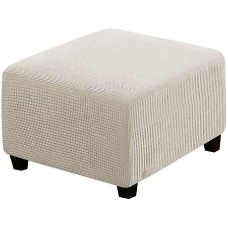 Square  Covers Slipcovers Folding Storage Stool Furniture Protector Form Fit with Elastic Bottom, Stretch High  Small Checks Jacquard Fabric(M，white)