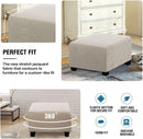 Square  Covers Slipcovers Folding Storage Stool Furniture Protector Form Fit with Elastic Bottom, Stretch High  Small Checks Jacquard Fabric(M，white)