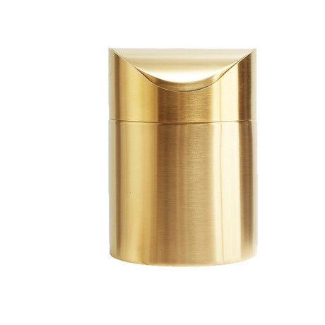 Stainless Steel Trash Can with Swing Lid, Mini Countertop Trash Bin Bathroom, Golden Desktop Garbage Cans Tiny Kitchen Waste Bins with Trash Bag