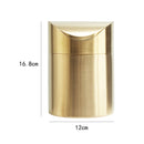 Stainless Steel Trash Can with Swing Lid, Mini Countertop Trash Bin Bathroom, Golden Desktop Garbage Cans Tiny Kitchen Waste Bins with Trash Bag