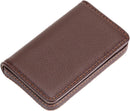 PU Leather Business Card Holder, 2Pcs Name Card Case with Magnetic Shut Wallet Pocket Carrier for ID Card Men Women, Brown