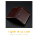 PU Leather Business Card Holder, 2Pcs Name Card Case with Magnetic Shut Wallet Pocket Carrier for ID Card Men Women, Brown