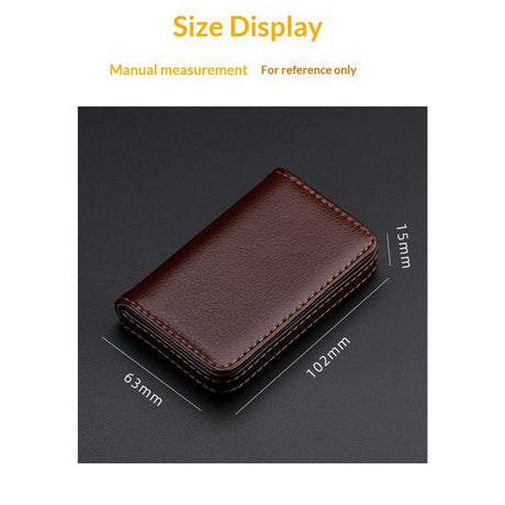 PU Leather Business Card Holder, 2Pcs Name Card Case with Magnetic Shut Wallet Pocket Carrier for ID Card Men Women, Brown