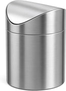 Stainless Steel Small Trash Cans, Trumpet Desktops Mini Creative Covered Desk Kitchen Living Room Trash Cans(Sliver)