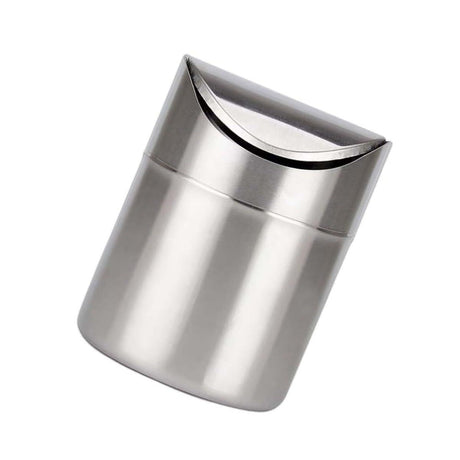 Stainless Steel Small Trash Cans, Trumpet Desktops Mini Creative Covered Desk Kitchen Living Room Trash Cans(Sliver)