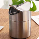 Stainless Steel Small Trash Cans, Trumpet Desktops Mini Creative Covered Desk Kitchen Living Room Trash Cans(Sliver)