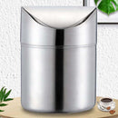 Stainless Steel Small Trash Cans, Trumpet Desktops Mini Creative Covered Desk Kitchen Living Room Trash Cans(Sliver)