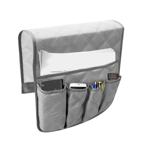 Sofa Armrest Organizer Non-Slip Remote Control Holders for Recliner Couch Chair Armchair Caddy with 5 Pockets for Table,Cell Phone,Magazines,Books (grey)