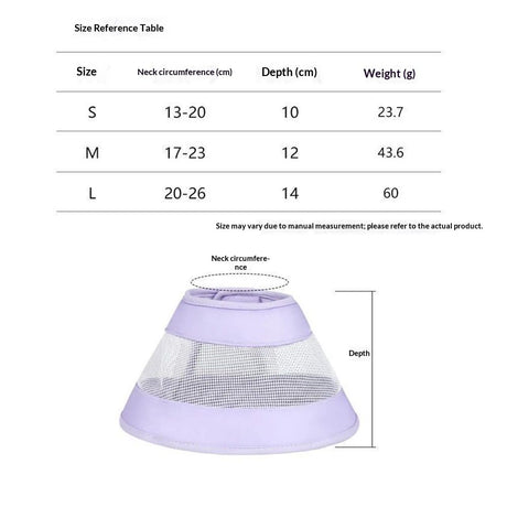 Cat Recovery Protective Cone Collar After Surgery-Soft Adjustable Waterproof Lightweight Elizabethan Collar to Prevent Cats from Touching Stitches, Wounds and Rashes (Light Purple, M)