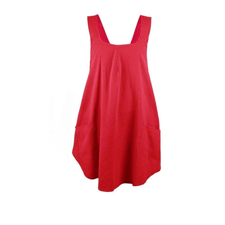 Soft   Polyester  Apron Cross Back Aprons with 2 Pockets Women’s  Square Apron Garden Smock for Baking Cooking Red
