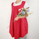 Soft   Polyester  Apron Cross Back Aprons with 2 Pockets Women’s  Square Apron Garden Smock for Baking Cooking Red
