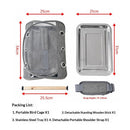 Bird Travel Carrier with Stand Perch and Stainless Tray,Portable Small Bird  Cockatiel Carrier for Hiking, (Grey)