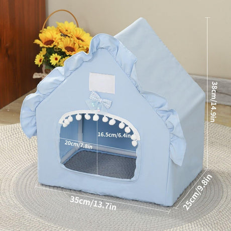 Bunny Tent Guinea Pig House Bed Cozy Hamster Cave Large Hideout for Dwarf Rabbits Hedgehog Bearded Dragon Nest Hamster Cage Accessories (Blue)