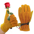 Leather Work Gloves for Men Women with Cotton Lining, Large Thorn Proof Cactus Gardening Yard Work Gloves for Rose Pruning, Heavy Duty  Welding, Construction, Large（Yellow M）