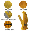 Leather Work Gloves for Men Women with Cotton Lining, Large Thorn Proof Cactus Gardening Yard Work Gloves for Rose Pruning, Heavy Duty  Welding, Construction, Large（Yellow M）