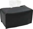 Tissue Box Cover,Modern PU Leather Rectangular Tissue Box Holder - Decorative Holder/Organizer for Bathroom Vanity Countertop, Night Stands, Office Desk -  rectangular black