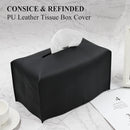 Tissue Box Cover,Modern PU Leather Rectangular Tissue Box Holder - Decorative Holder/Organizer for Bathroom Vanity Countertop, Night Stands, Office Desk -  rectangular black