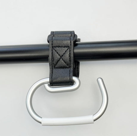 2 Pcs Stroller Hooks, Mommy Stroller Clip and Stroller Accessories Organizer Hook, Brushed Aluminum Hook for Strollers/Walkers/Mobility Scooter/Wheelchair/Rollator(Black)