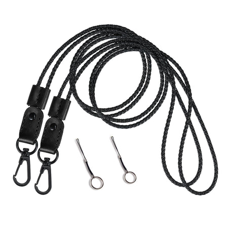 2 Pack of Lanyard, Leather Braided Badge Lanyard for ID Card Holder Keys Office Adjustable Lanyard with Strong Metal Clasp Keychain Holder Neck Strap for Men& Women