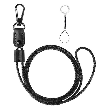2 Pack of Lanyard, Leather Braided Badge Lanyard for ID Card Holder Keys Office Adjustable Lanyard with Strong Metal Clasp Keychain Holder Neck Strap for Men& Women