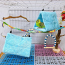 2Pcs Bird Tent Plush Hammock Warm Hut Hanging Nest for Cage 17*12*13cm Snuggle Sleeping Bed Parrot Hideaway Cave for Parakeet Cockatiels Cockatoo Lovebird（blue）